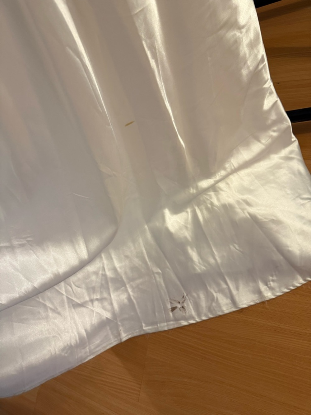 Satin White Spaghetti Strap A-Line Gown - Picture 8 of 9